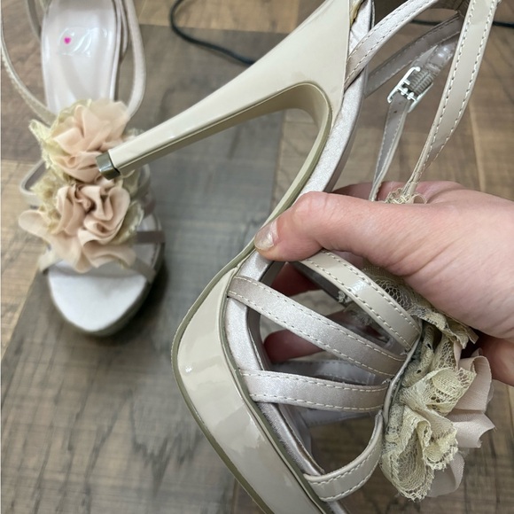 Mixed Media Floral Women's Strap Heel - Picture 4 of 5